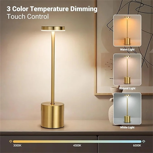 Classic Bord Lampe USB Opladbar Natt Lys Trinnløs Dimming Touch Desk Lampe