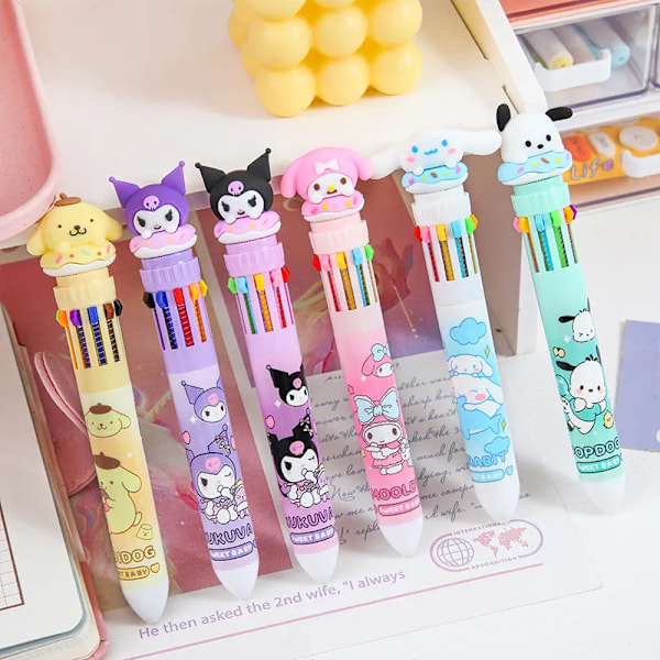 36 kpl Kuulakärki Kynä 10 Väri sarjakuva Kuromi Hello Kitty Cinnamoroll 0.7 Koulu Opiskelija paperitavara Draw Wrirte Mark Pen