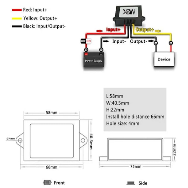 DC15-72V Step Down to 12V 5A 60W jännite säädin Buck muunnin