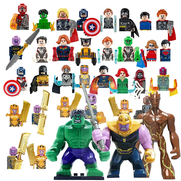 42 brikker  Set MOC Superhelte Mini Blok Legetøj Marvel Action Figur Gør det selv Puslespil Samling Blok Legetøj