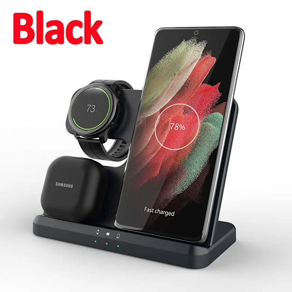 15W 3 In 1 Langaton laturi teline pikalataus telakka asema Samsung Z Fold 3 S21 S20 Galaxy Watch 5 4 3 Active 2  S3 S4 Buds