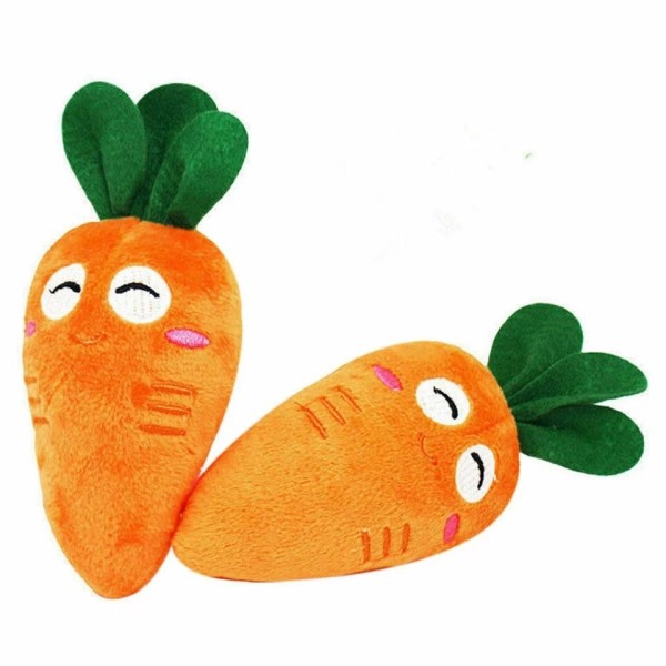 Orange söt valp husdjur tillbehör morot grönsaker form plysch tugga gnisslar ljud pipande interaktion hund leksaker