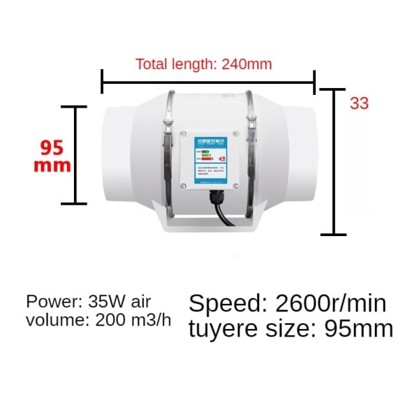 220V Från Fläkt Hem Tyst Inline Rör Kanal Fläkt Badrum Extractor