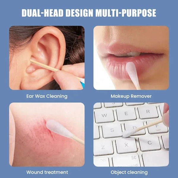 100 styck Per Pack 5 Pack Double ended Bomull Swabs