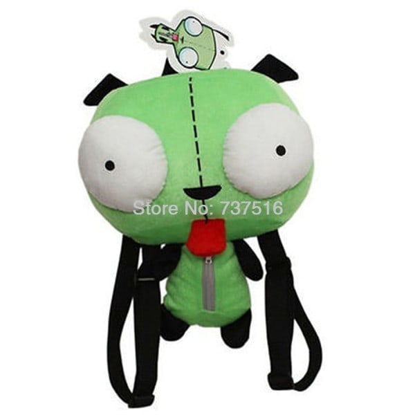 Alien Invader Zim 3D Eyes Robot Gir Søt Fylt Plysj ryggsekk grønn bag julegave