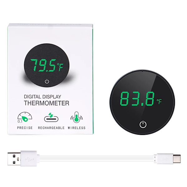 Akvarium Termometer LCD Digital Extern Termometer Laddning Typ-C Fisk Tank Mini Termometer Hög Precision