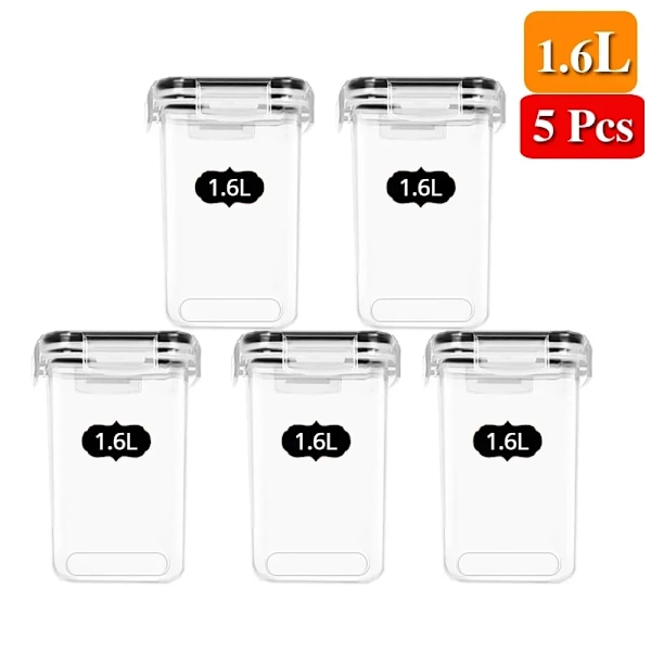 Mat Förvaring Behållare Kök Arrangör och Förvaring Behållare med lock Kylskåp Nudlar Låda Tank Förseglade Burkar 5 Set Set