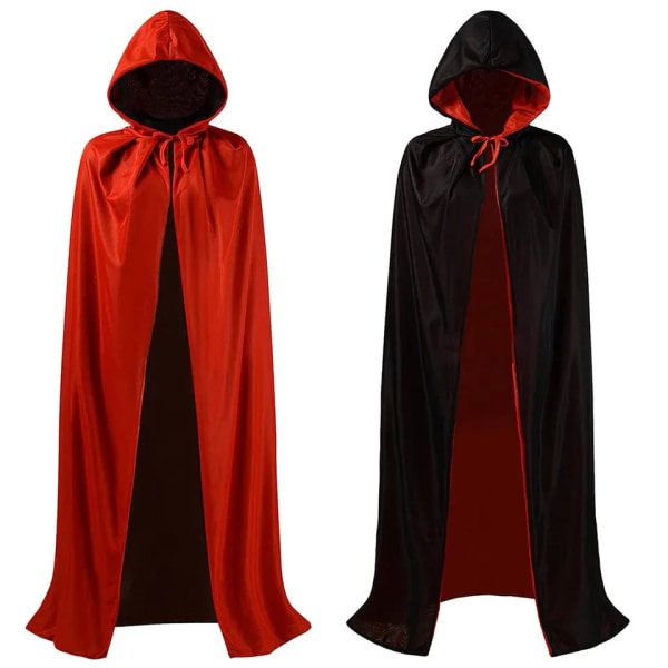 Cape Stativ krave Kasket Vendbar Sort Rød Cape Voksen Børn Vampyr Cape Halloween Fest Cosplay kostume