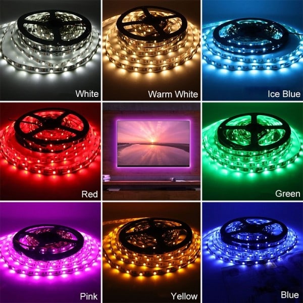 RGB Tira LED Strip Lys TV Baggrund Belysning Tape Home Decor Lampe