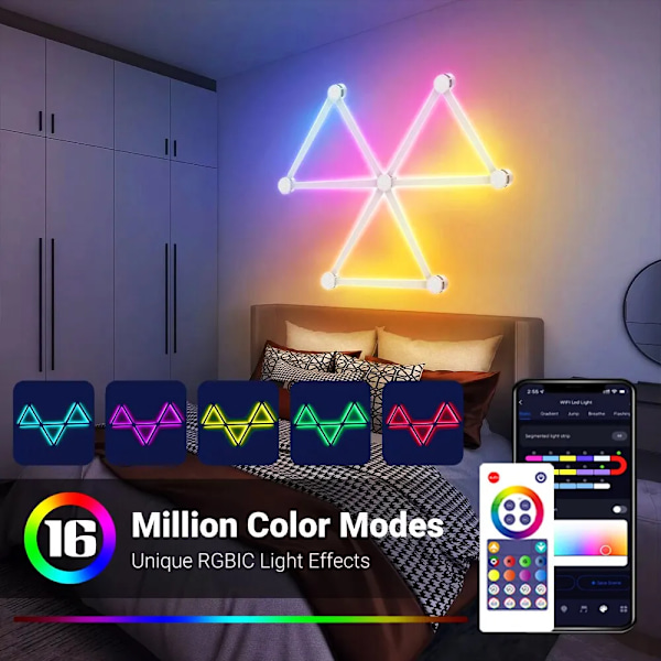Smart Wall Lampe RGBIC Lys Bar DIY Atmosfære Nat Lys APP Musik Rhythm TV Baggrundsbelysning