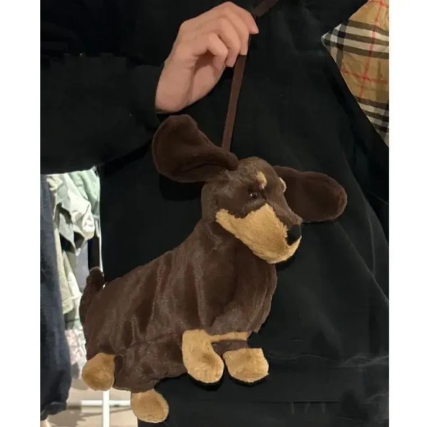 20cm mäyräkoira koira olkalaukku söpö sarjakuva pehmo nukke Kawaii pörröinen täytetty lelu käsilaukut reppu