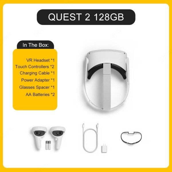 Quest 2 Avancerat Allt-i-ett Virtual Reality VR Headset Display Panoramic Somatosensory Game Consol 128GB