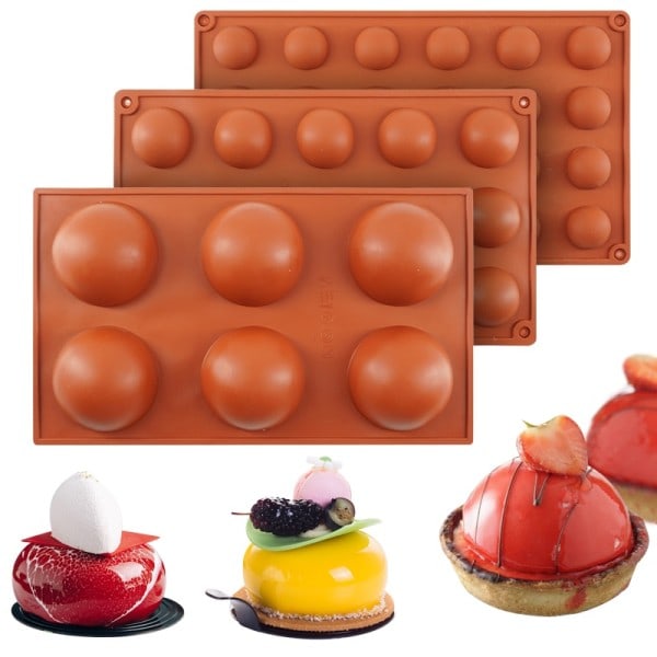 3D rund halv kule silikon form for kake diy baking sjokolade miljøvennlig kake form