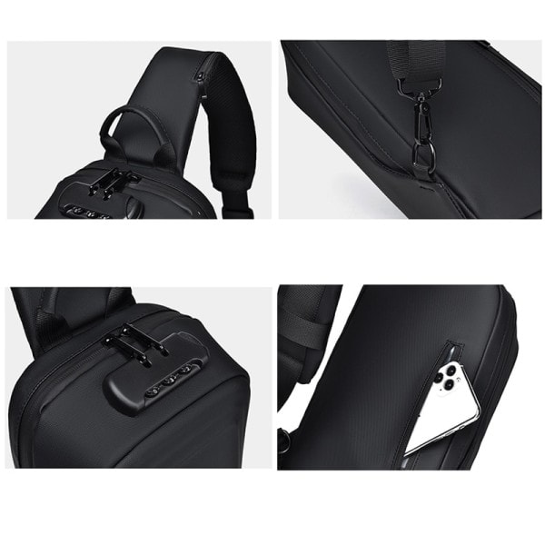 Herr Stöldskydd Multifunktion Axlar väska Vattentät Rese Pack Messenger Crossbody