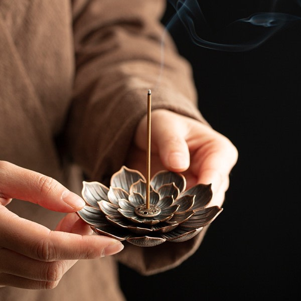 Røgelse Brænder Reflux pind Røgelse holder Hjem buddhisme Dekoration Spole Rægelseskar Med Lotus Blomst Form