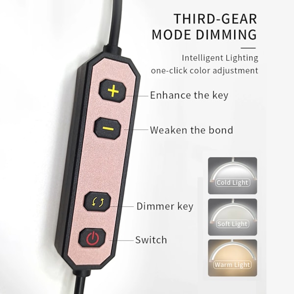 HD-M3X Skrivbord LED Video Ljus Half-moon Fill Light 3000K-6000K C-Clamp