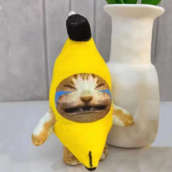 Banan katt docka hänge nyckelring gråter glad banan katt