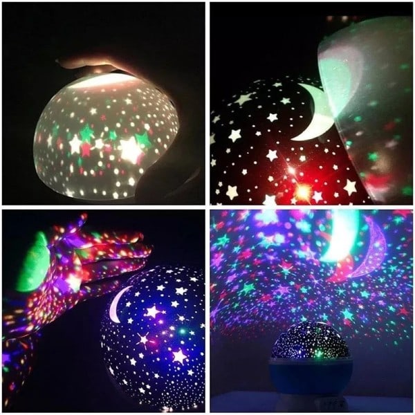 Stjerne Projektor Lampe LED Natt Lys Baby Dekor Roterende Barnehage Måne Galaxy Projektor