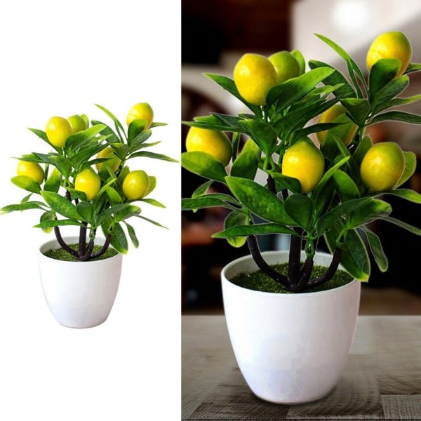 Konstgjord citron träd 18cm*24cm konstgjord kruka blommor falsk falsk växt