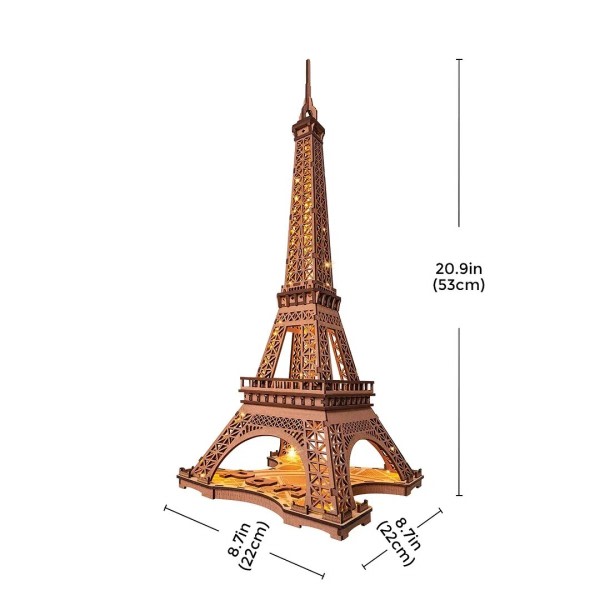 Rolife Eiffel tornin ilta 3D puinen palapeli nuorille aikuisten pienoismalli näkymiä kuuluisista rakennuksista leluista