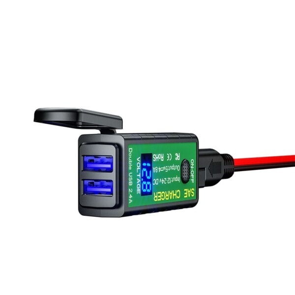 3.1A/4.8A TYPE-C moottoripyörä USB laturi SAE USB C-tyypin volttimittari ON/Ooff kytkin
