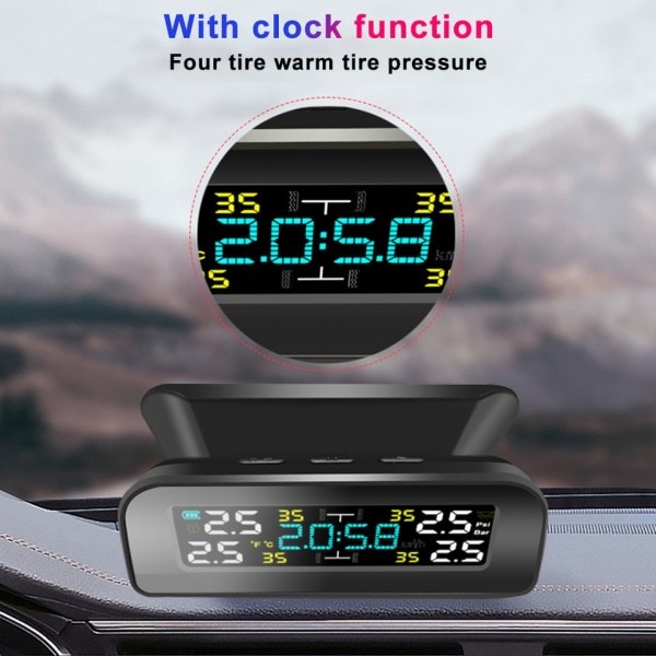 aurinko voima TPMS auto rengas paine hälytin valvonta auto turva järjestelmä rengas paine
