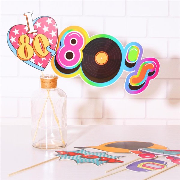 Tinksky 21Pcs 80s Fest Foto Booth Props Creative Fest Favors Supplies Accessories