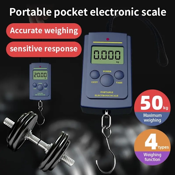 1st Multifunktionell Mini 40kg/10g Elektronisk Hängande Fiske Bagage Balanca Portabel Digital Handy Ficka Vikt Krok Våg