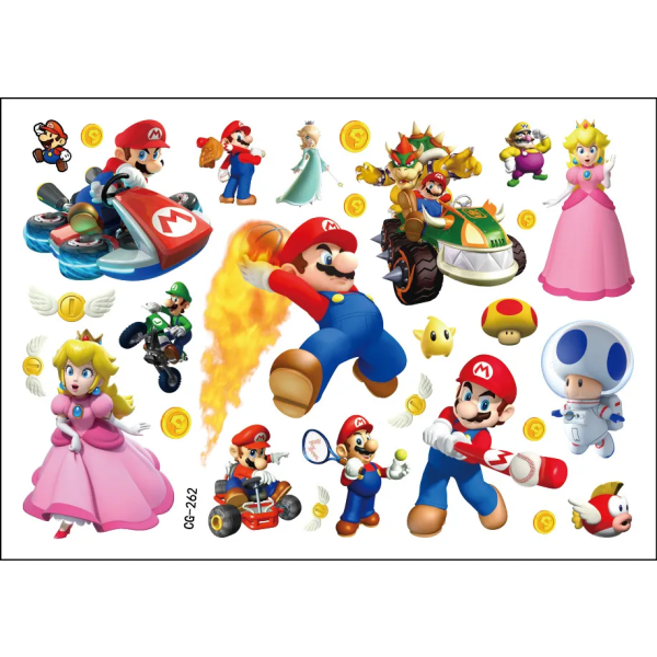 Super Mario Bros Tatuointi Tarrat Kawaii Anime Figuuri lelut Lapset Hyvää syntymäpäivää juhlat koristelu