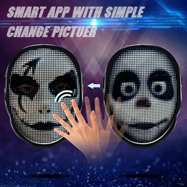 Bluetooth APP Kontroll Smart LED Ansiktsmasker Programmerbar Ändra Ansikte Gör själv Foton