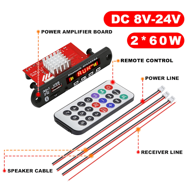 12V 120W Förstärkare Bluetooth 5.0 MP3 WMA APE Dekoder Kort DC 12V Handsfree Bil Ljud USB TF FM Radio Mp3 Musik Spelare Högtalare