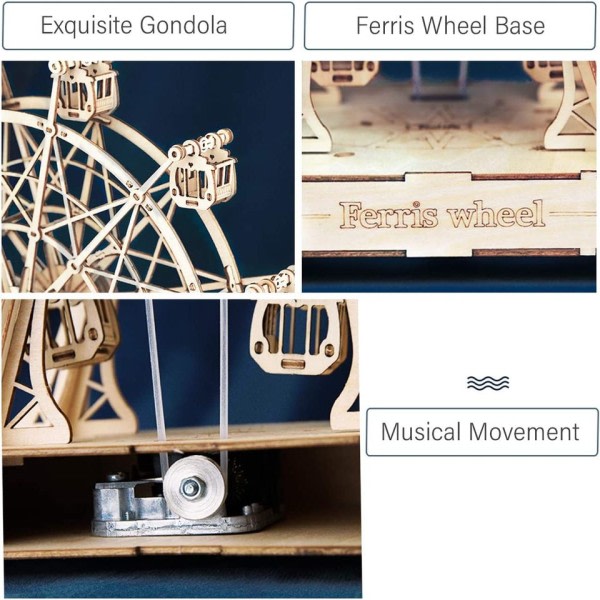 Roterbar Gjør-det-selv 3D pariserhjul tre modell bygg blokk sett montering leketøy for barn