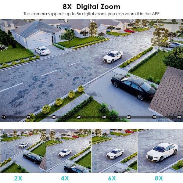 8x Zoom Dubbellins Mänsklig Detektera CCTV Kamera 4MP Smart Hem Utomhus Wifi Övervakning Kamera