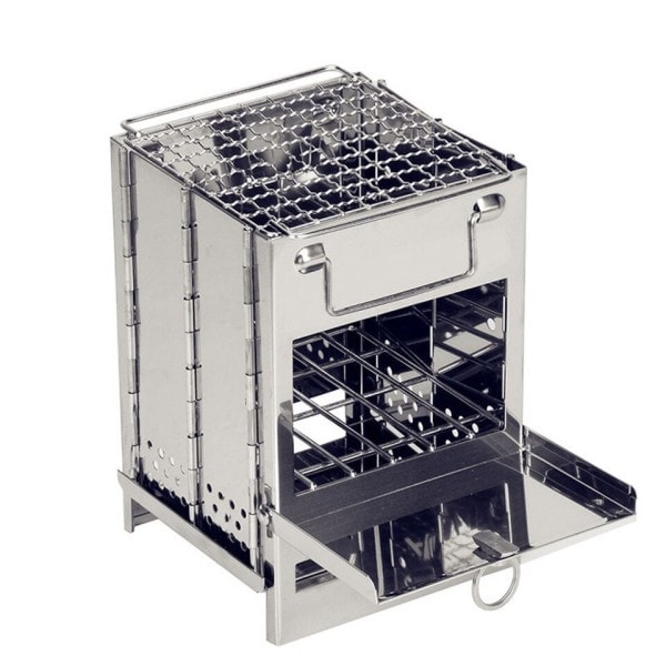 Camping ved komfyr rustfritt stål foldbar mini kull grill utendørs komfyr grill grill