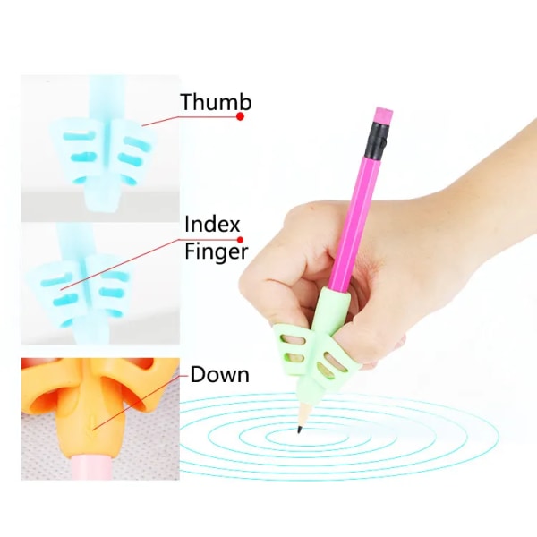 3 stykker Blød Silica Blyant Grib To-Finger Gel Pen Grips Børn Skrive Træning Korrektion Værktøj Penne Hold til børn