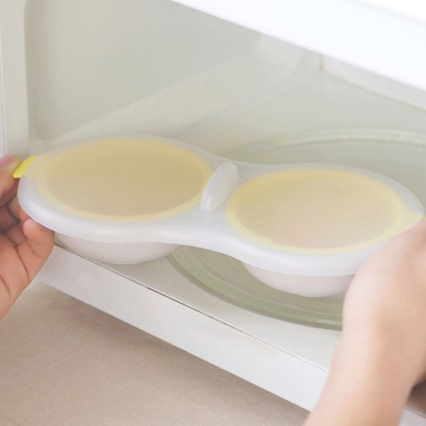 Dränering Ägg Panna Dubbel Kopp Ägg Panna Mikrovågsugn Ägg Poacher Rund Dubbel Innovativt Kök Verktyg
