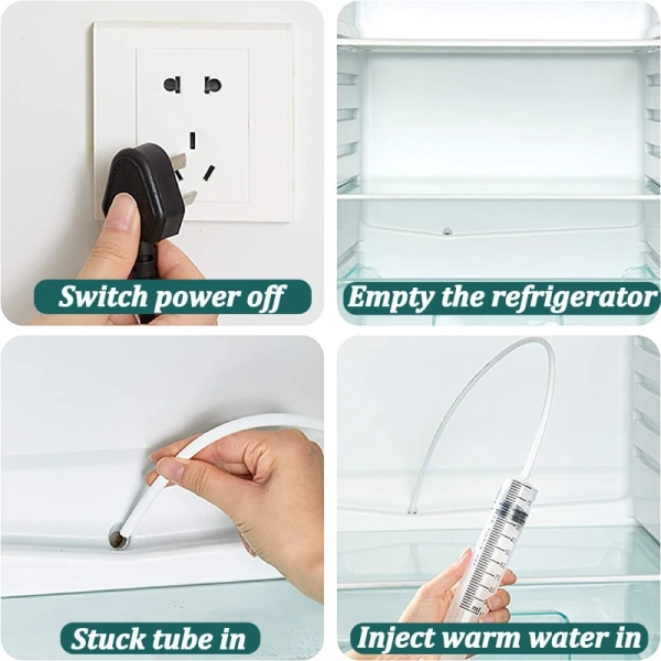 6 deler sett kjøleskap avløp hull tilstopping fjerner mudre rengjøring verktøy