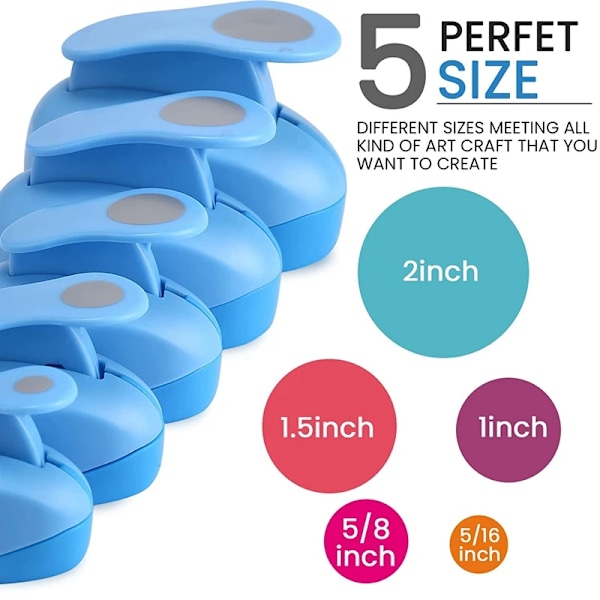 Circle Paper Punch, 5 PCS Circle Punches For Paper Crafts