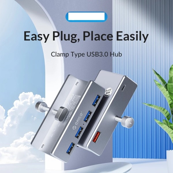 Data Transmission Hub Aluminium 4 Portar USB 3.0 Clip HUB