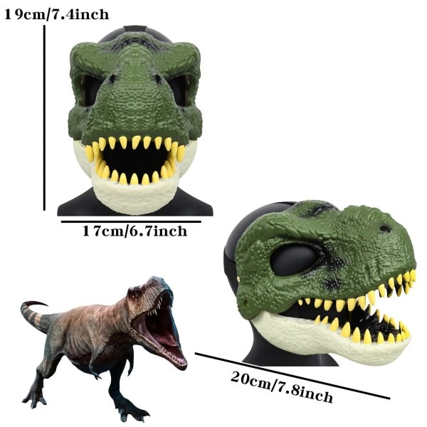 3D Dinosaurie Mask Lifelike Raptor Dino Moving Jaw Dinosaur Mask