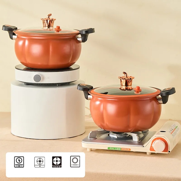 Græskar gryde multifunktionelt støbejern let tryk koger braise kog damp gryderet nonstick gryder madlavning gryder