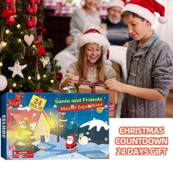 Jul advent kalender med utsøkt gave boks søt snømann mochi dyr nedtelling leketøy