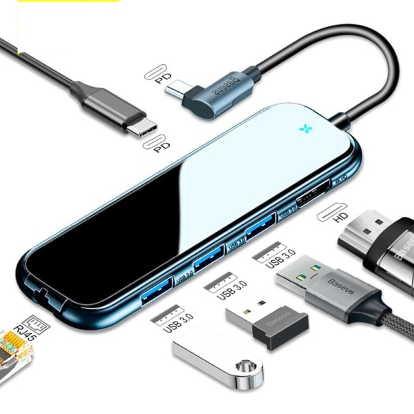 USB tyyppi C HUB HDMI-yhteensopiva telakka asema RJ45 Lan Multi USB PD 3.0 MacBook Pro Air 4K USBC jakaja