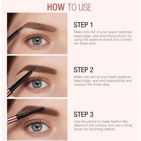 Øyenbryn Blyant Presis Brow Definer Long Lasting Vanntett
