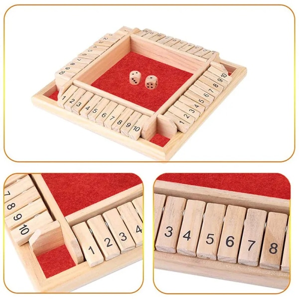 Fire Sided 10 Tall Shut The Box Board Game Set Terning Fest Club Drinking Games