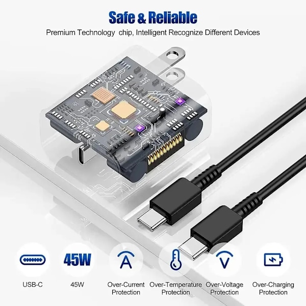 PD 45W USB-C Snabb Vägg Laddare för Samsung