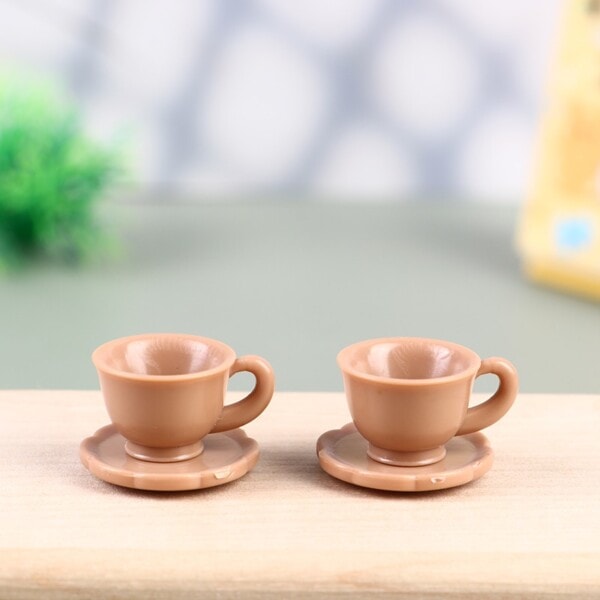 Dockskåp Mini Te Servis Tekopp Kaffe Kopp W/Tray Tallrik Kök Inredning leksak