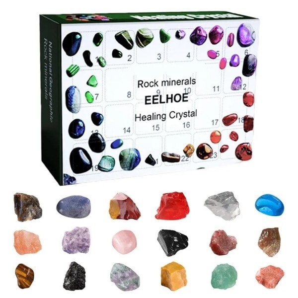 Jul Advent kalender Ädelsten samling Räkna ned till jul stenar mineraler fossiler advent kalender leksak gåvor
