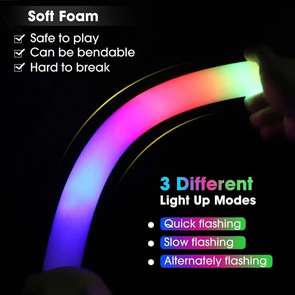 Skum Glow Sticks til Bryllup LED Light Up Foam Sticks Farverige Blinkende Sticks
