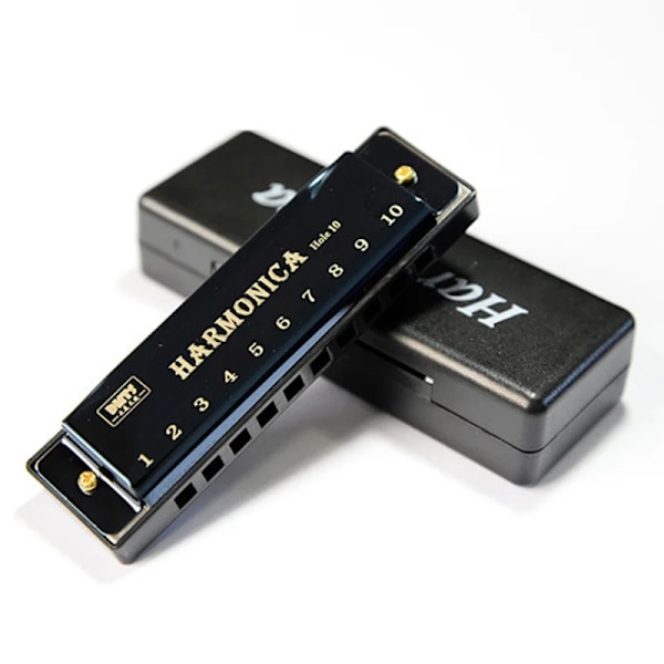 Munspel Key of C 10 Hål Diatonic Harmonica C med fodral för nybörjare studenter Barn present BLUES med fodral